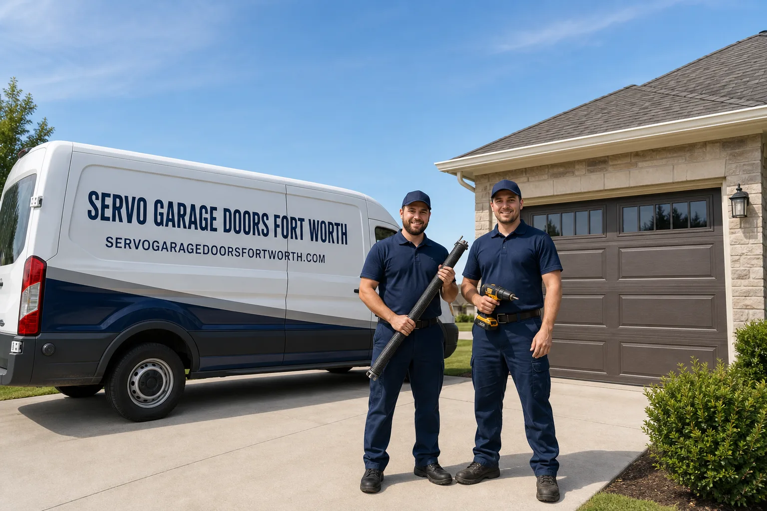 Servo Garage Doors Fort Worth garage door service vehicle and crew in Fort Worth, TX